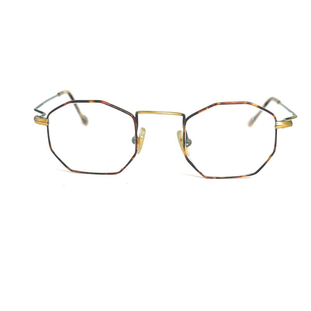 Micro Shapes Vintage Octagon Eyeglasses Gold Tortoise Geometric Frames 22851